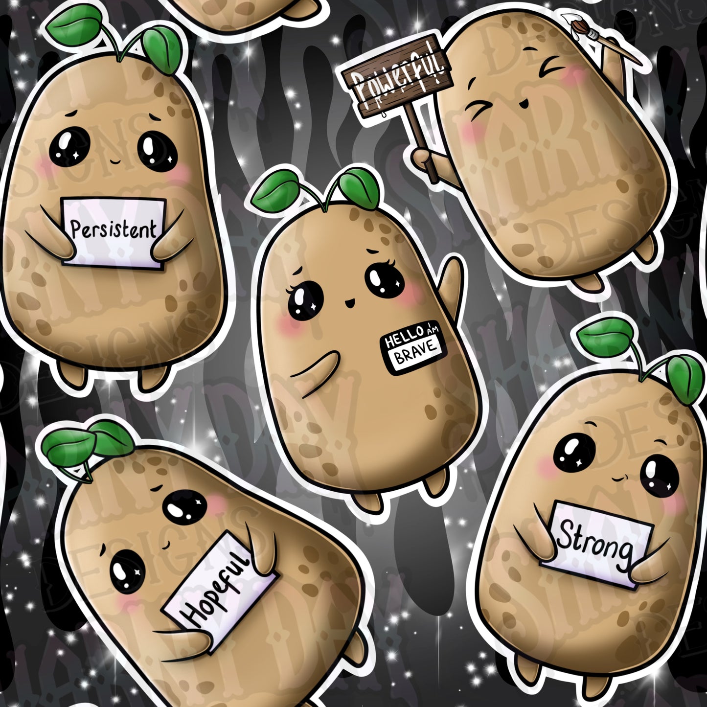 Posi-potato Exclusive Seamless Pattern Design - 2 Wording Variations Per Purchase!