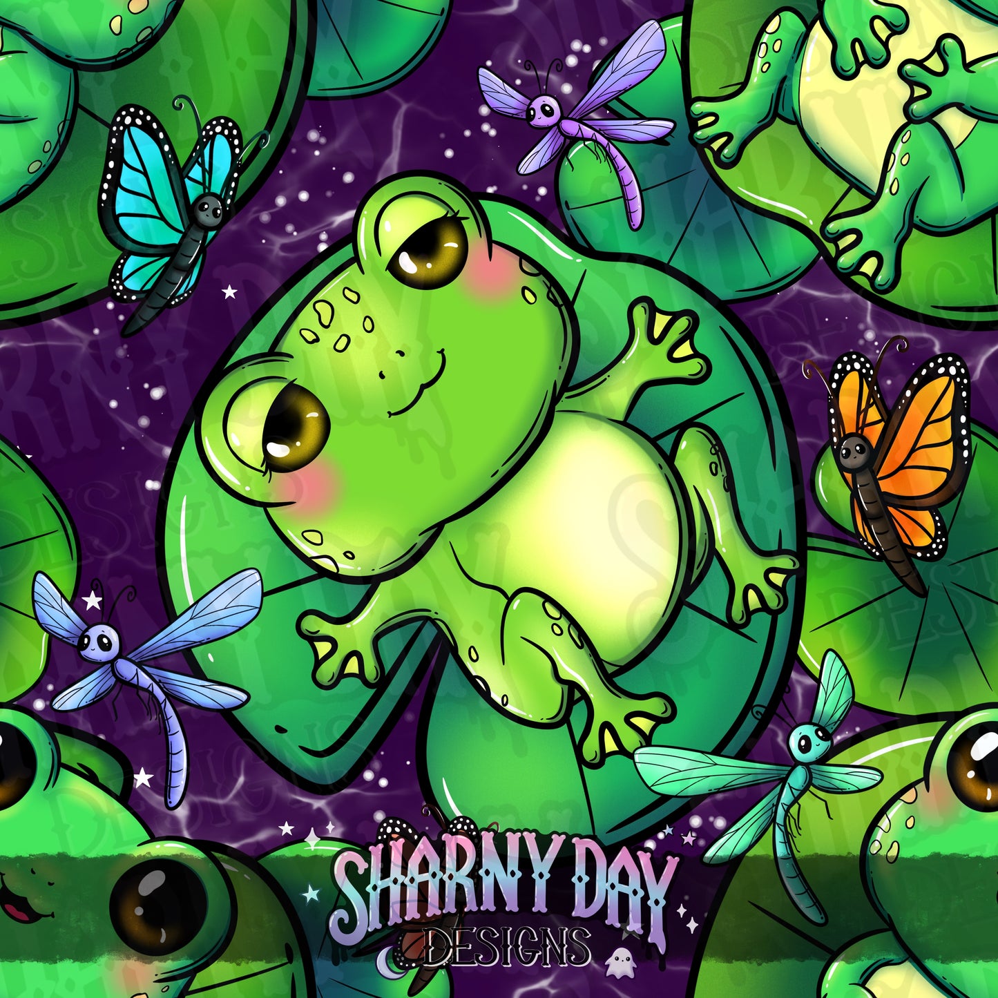 Summer Froggies Exclusive Seamless Pattern Design