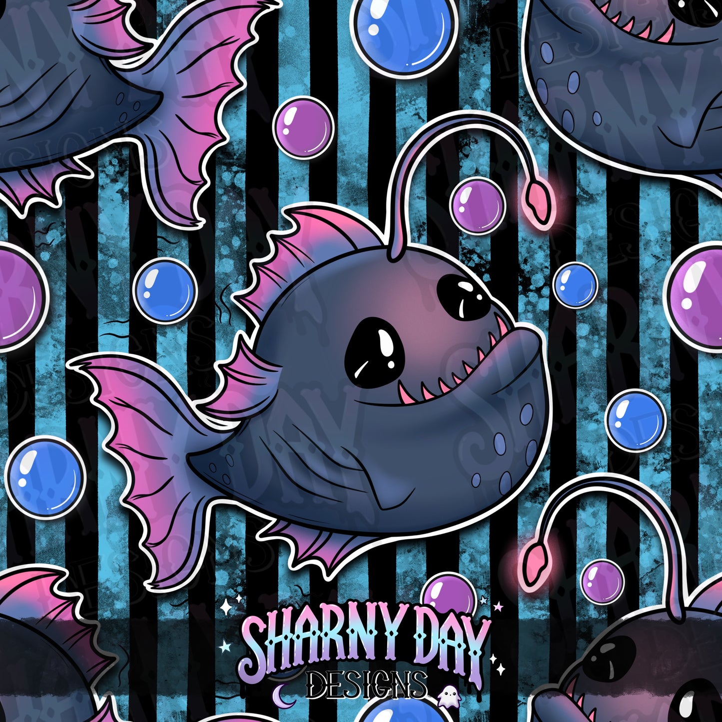 Cute Angler Fish Exclusive Seamless Pattern Design