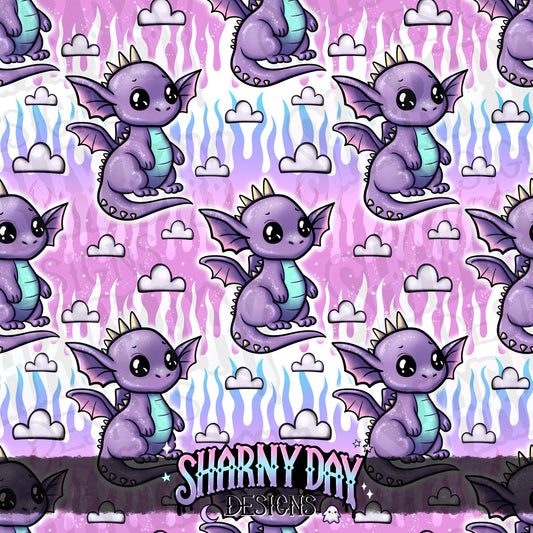 HEXTOBER - Sparkle Kawaii Dragon Exclusive Seamless Pattern Design