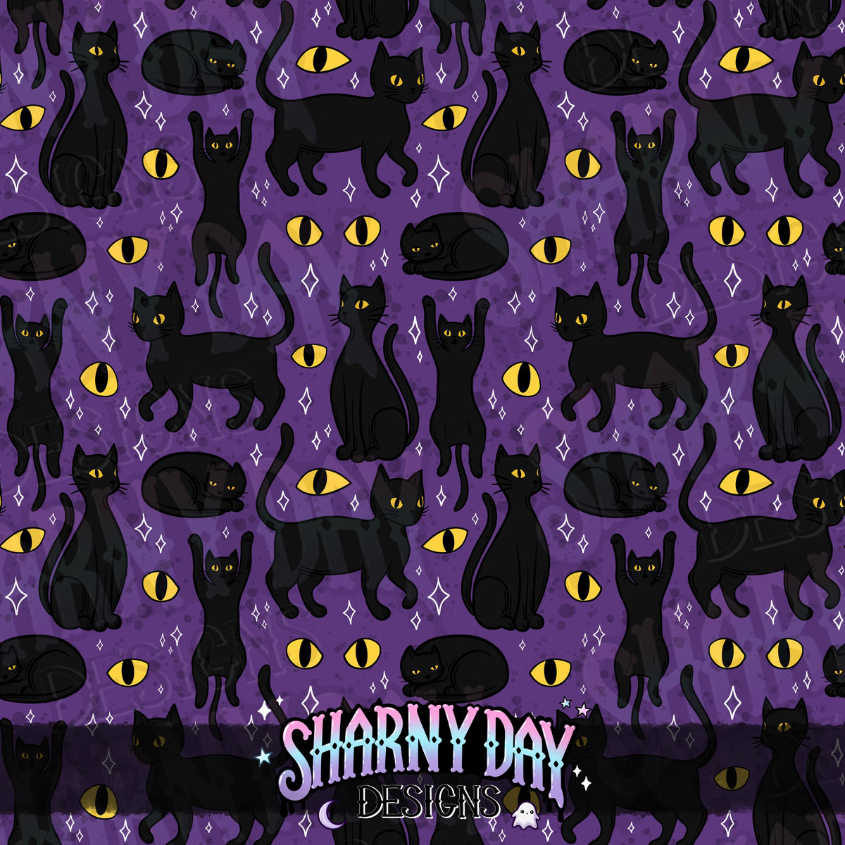 MOXTOBER - Black Cats (Shadow) - Limited Seamless Pattern Design