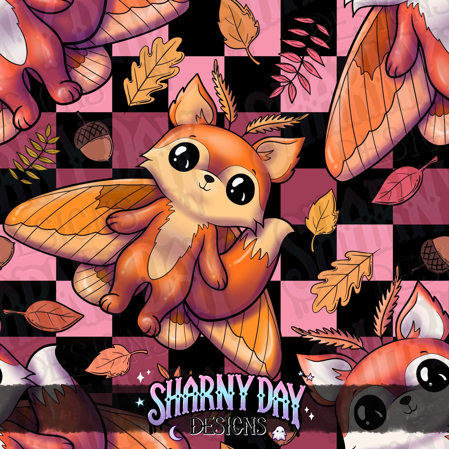 Kawaii Fox Moth Exclusive Seamless Pattern Design