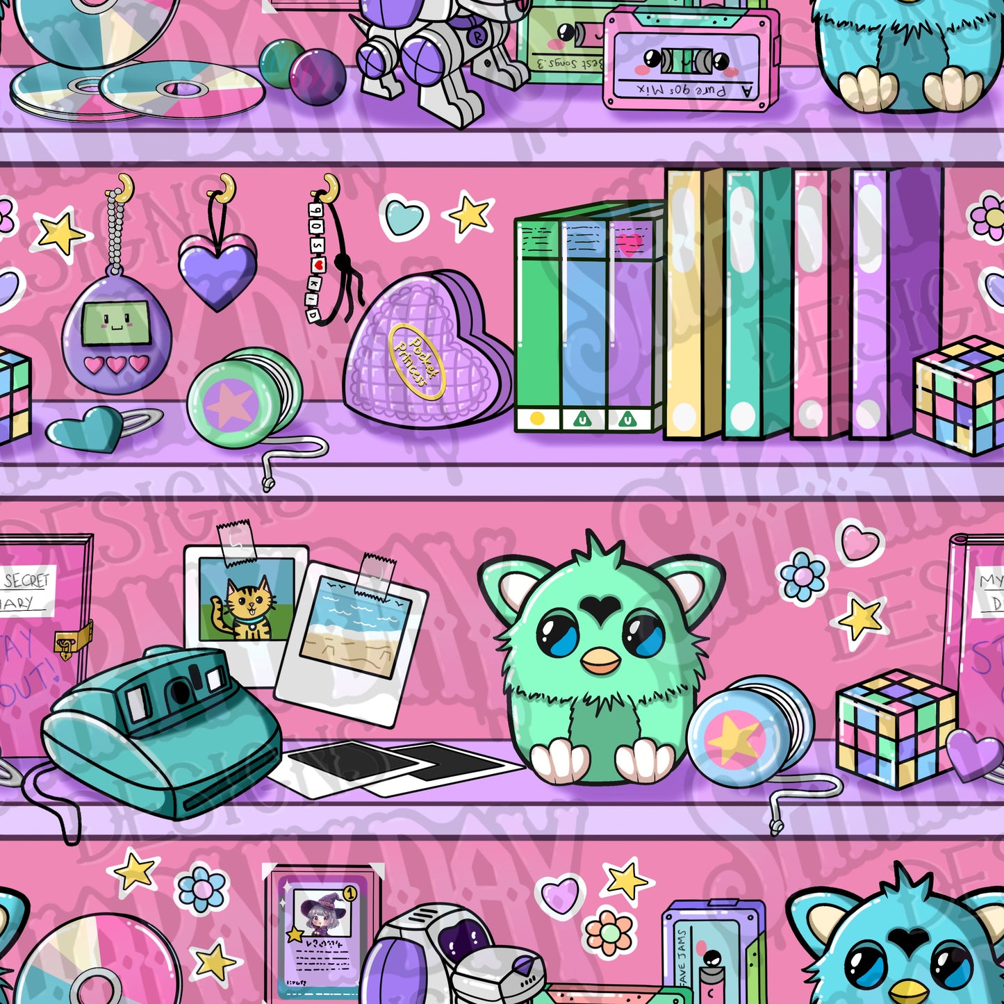 Retro Shelves Exclusive Seamless Pattern