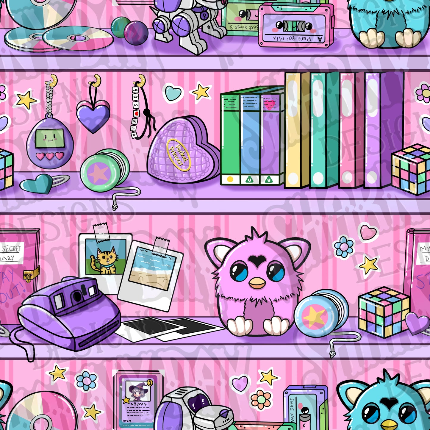 Retro Shelves Exclusive Seamless Pattern