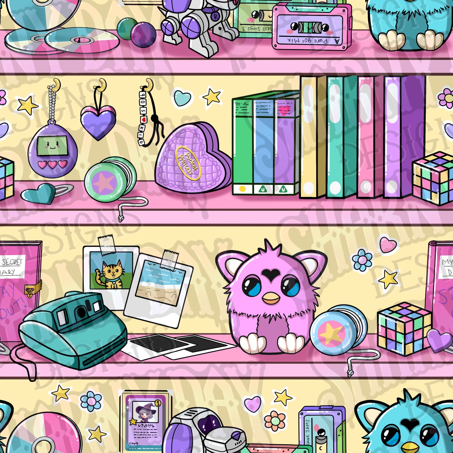 Retro Shelves Exclusive Seamless Pattern