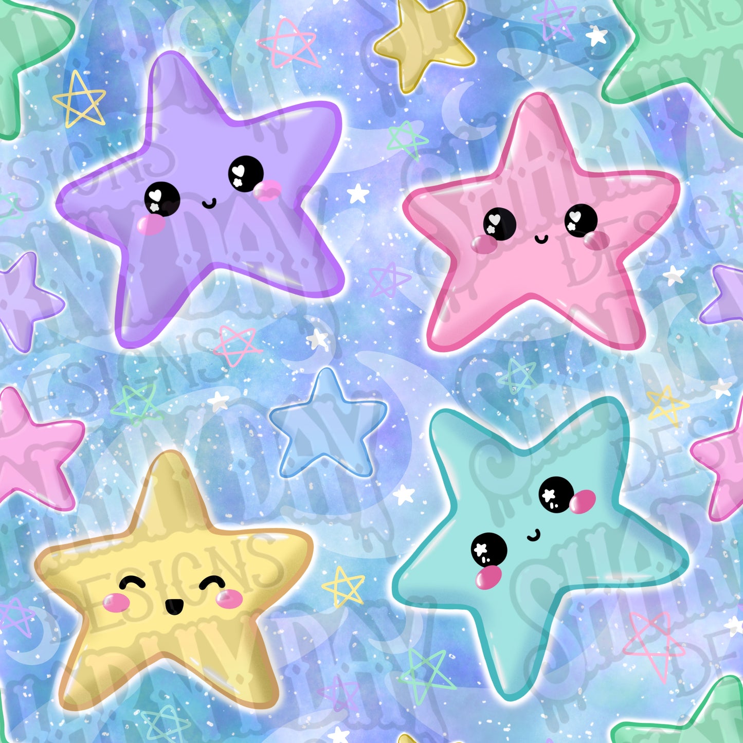 Starry Kawaii Exclusive Seamless Pattern