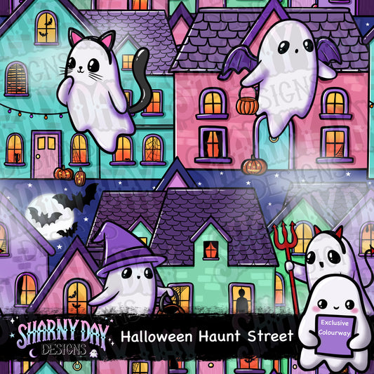 Halloween Haunt Street Exclusive Seamless Pattern Design