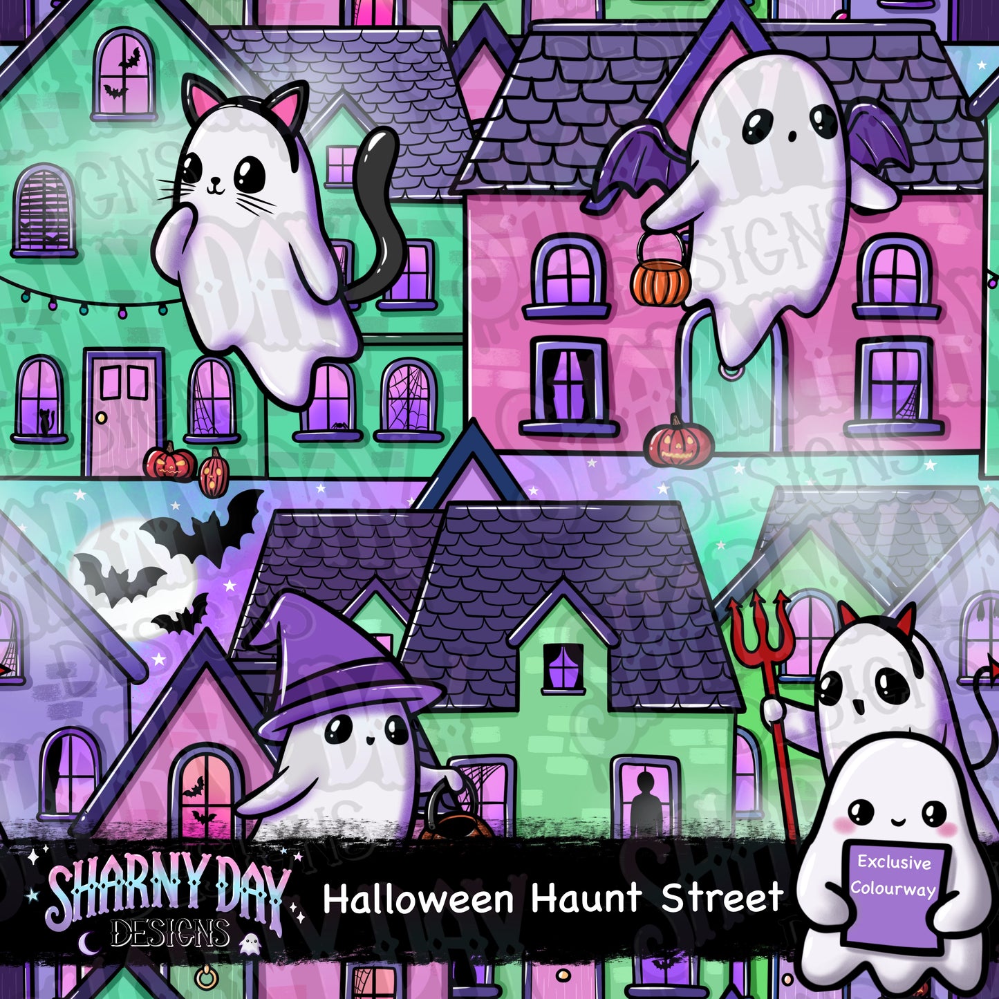 Halloween Haunt Street Exclusive Seamless Pattern Design