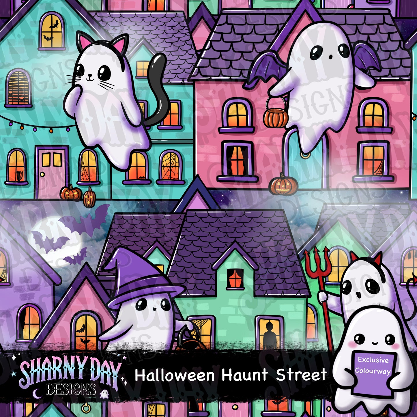 Halloween Haunt Street Exclusive Seamless Pattern Design