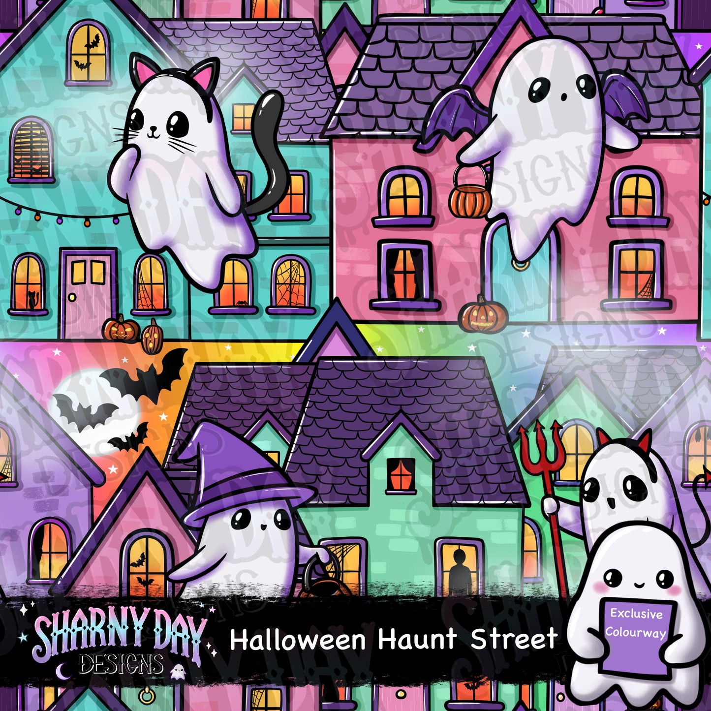 Halloween Haunt Street Exclusive Seamless Pattern Design