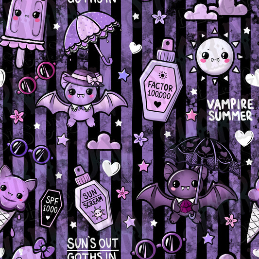 Kawaii Vampire Summer Exclusive Seamless Pattern Design