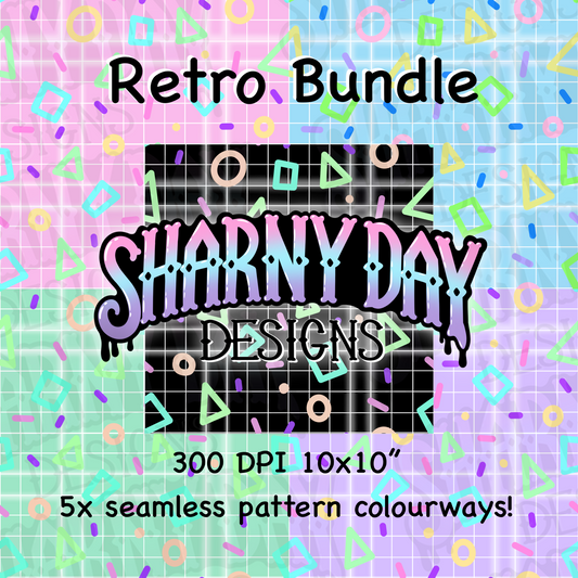 Pastel Retro Grid Non-exclusive Seamless Patterns - Bundle of 5