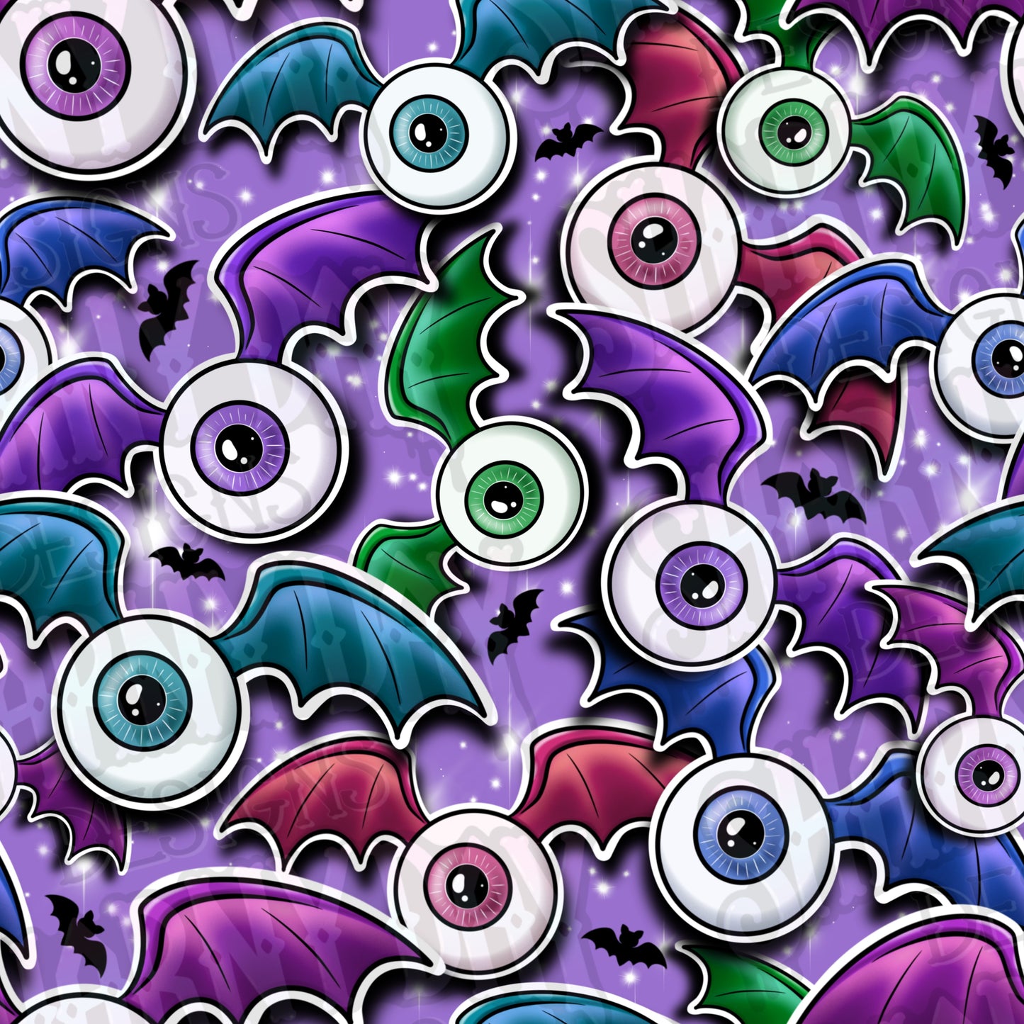 Eyeball Bats Exclusive Seamless Pattern