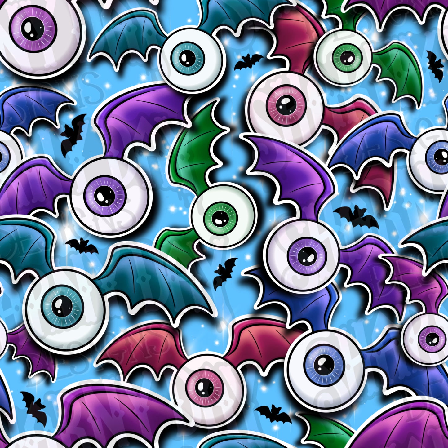 Eyeball Bats Exclusive Seamless Pattern