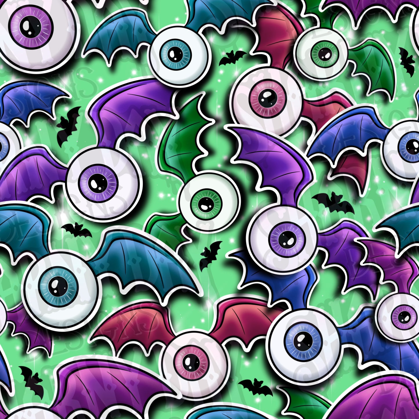 Eyeball Bats Exclusive Seamless Pattern