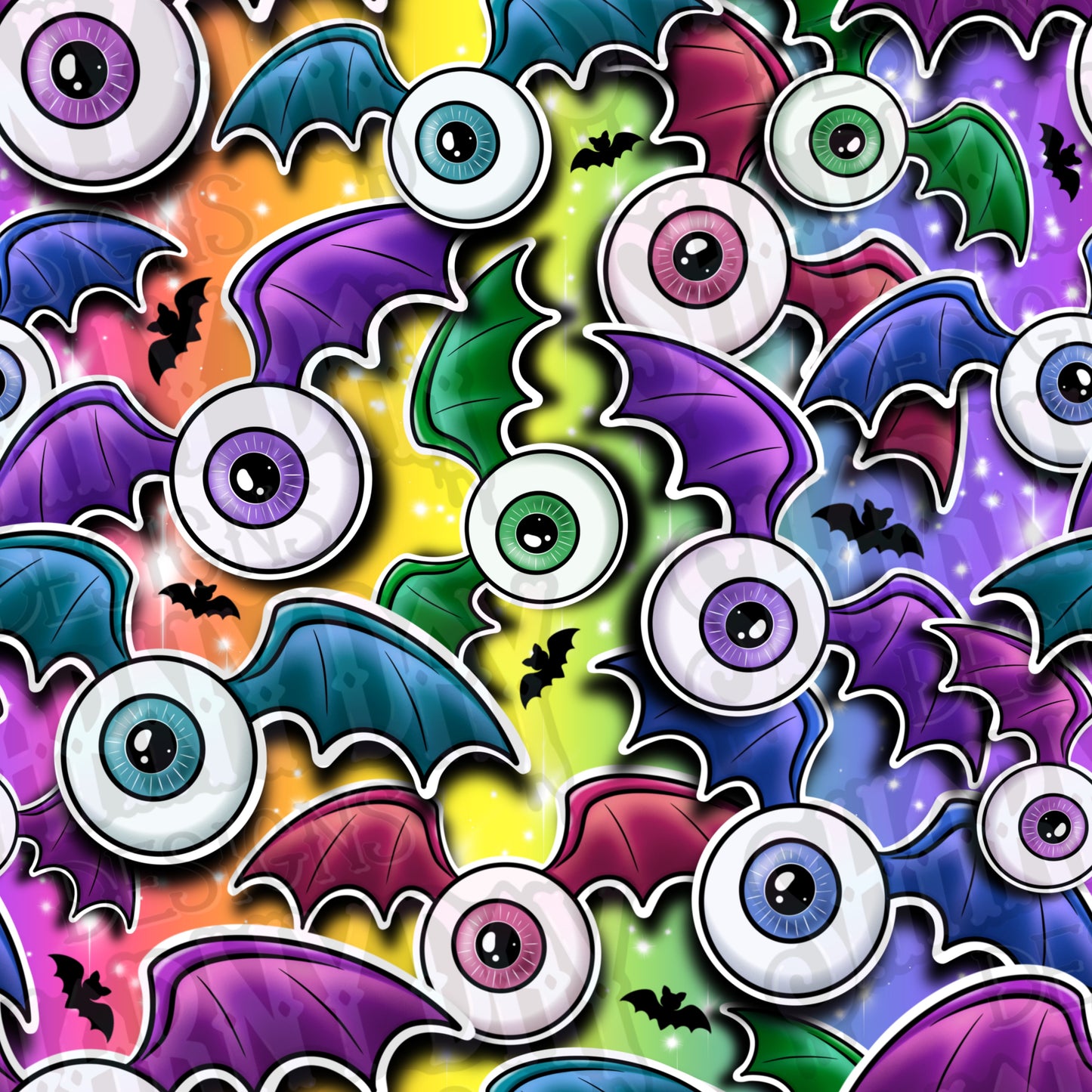 Eyeball Bats Exclusive Seamless Pattern