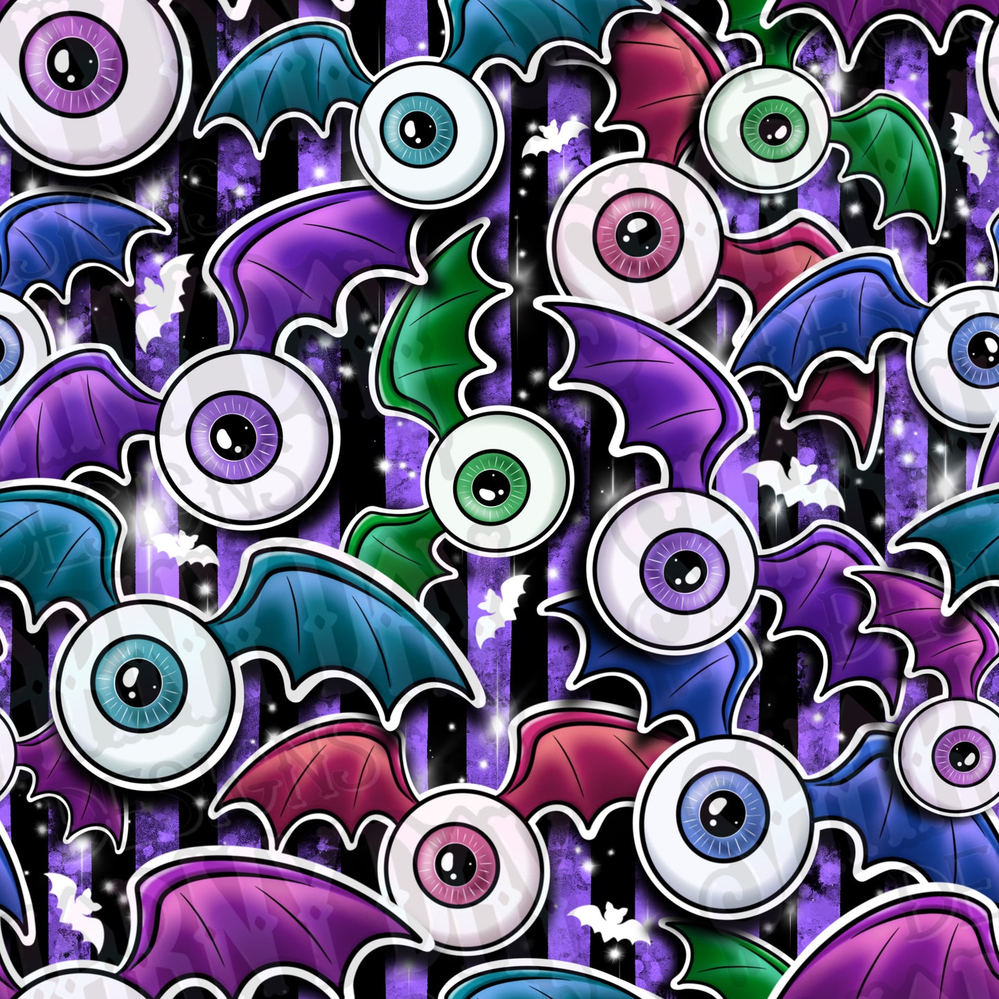 Eyeball Bats Exclusive Seamless Pattern