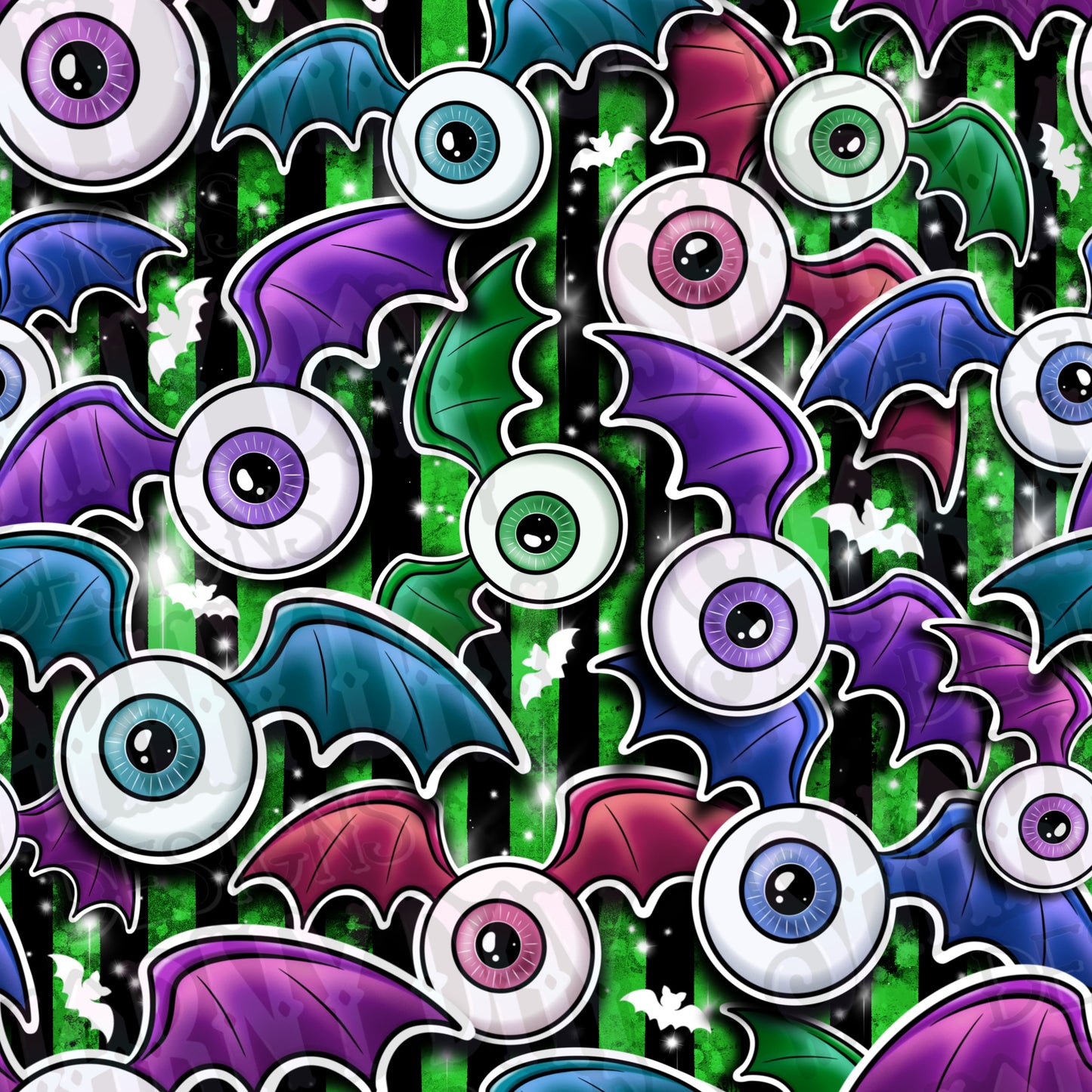 Eyeball Bats Exclusive Seamless Pattern