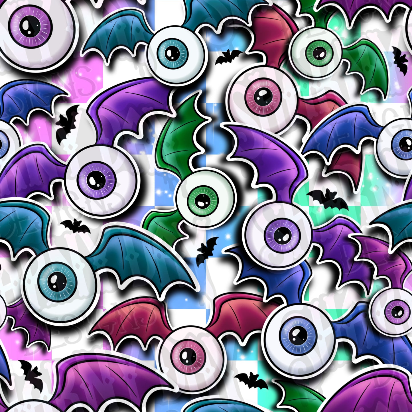 Eyeball Bats Exclusive Seamless Pattern