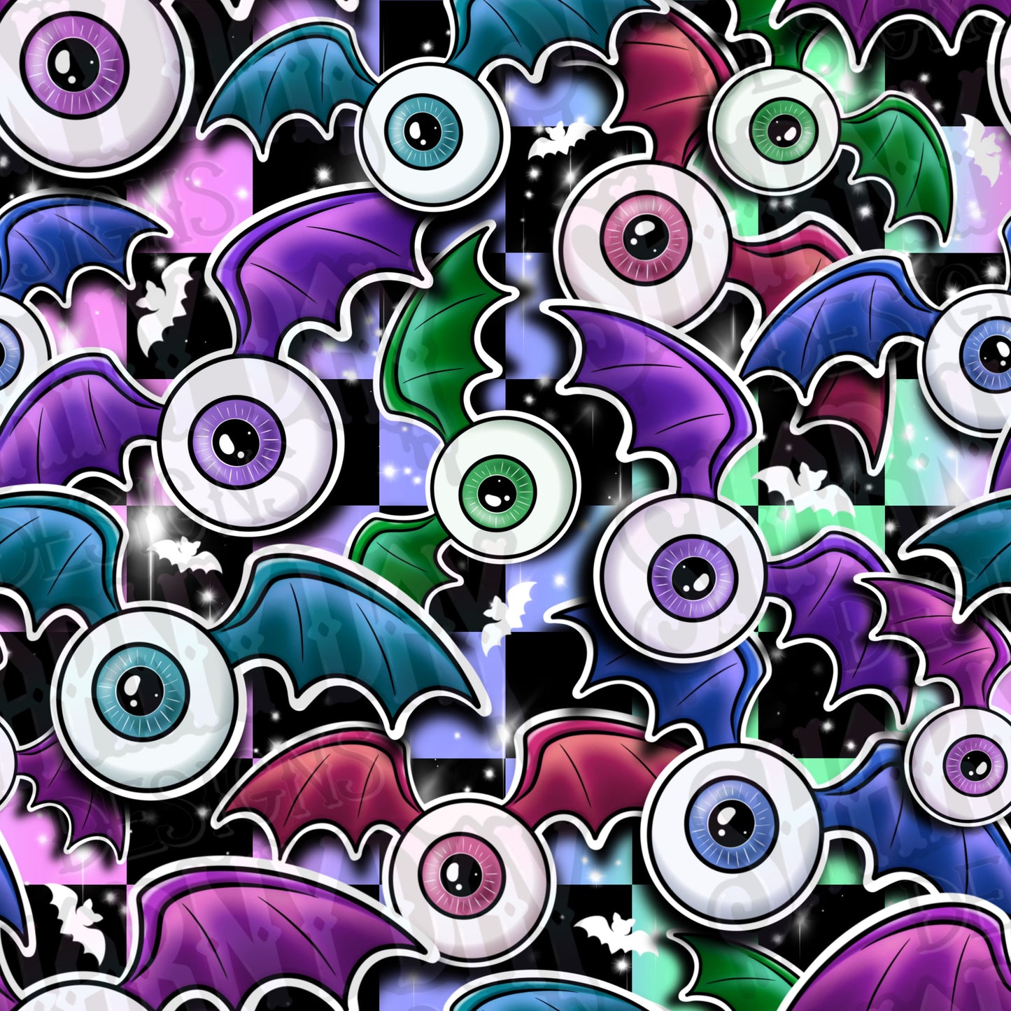 Eyeball Bats Exclusive Seamless Pattern