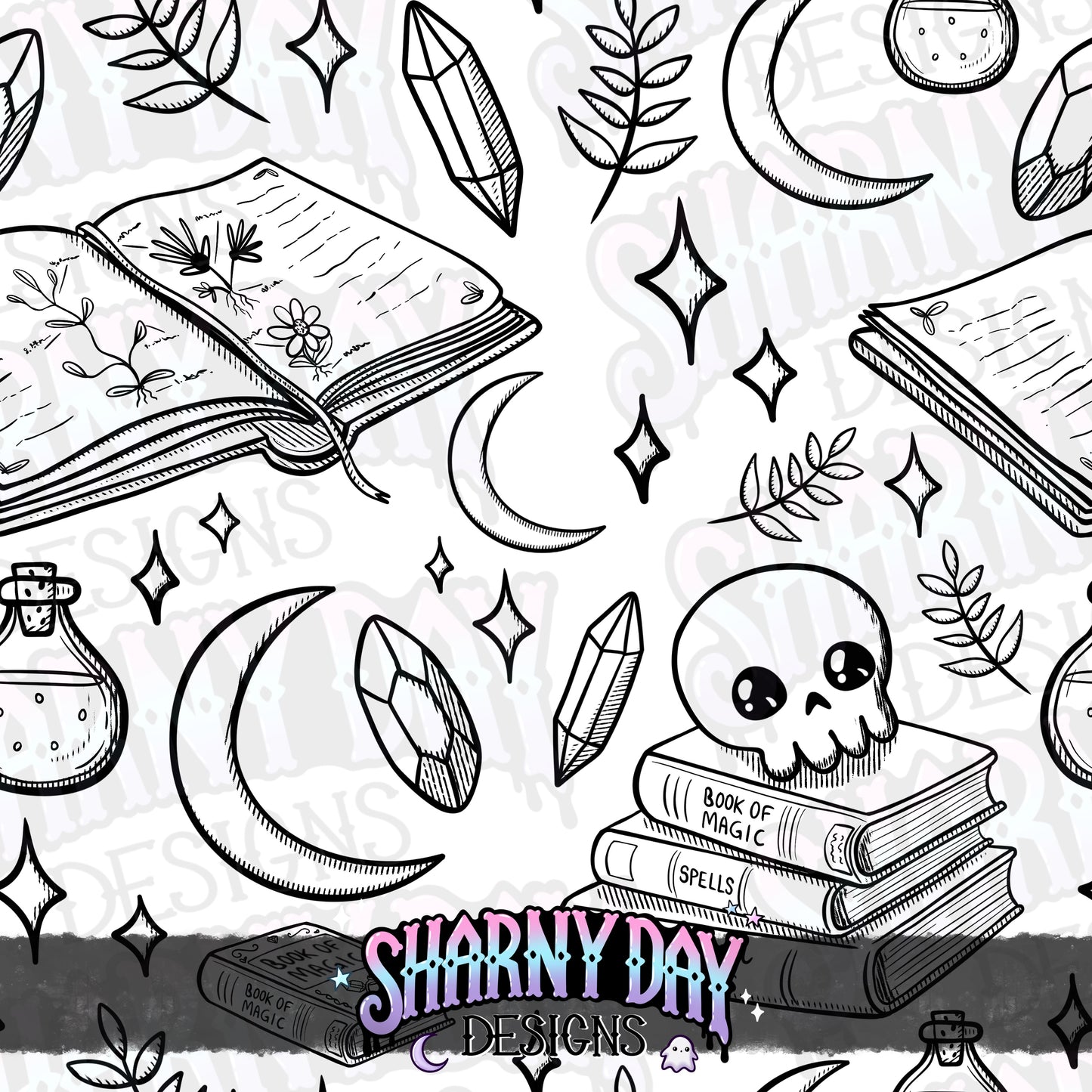 HEXTOBER - Spell Books non-exclusive Seamless Pattern Design