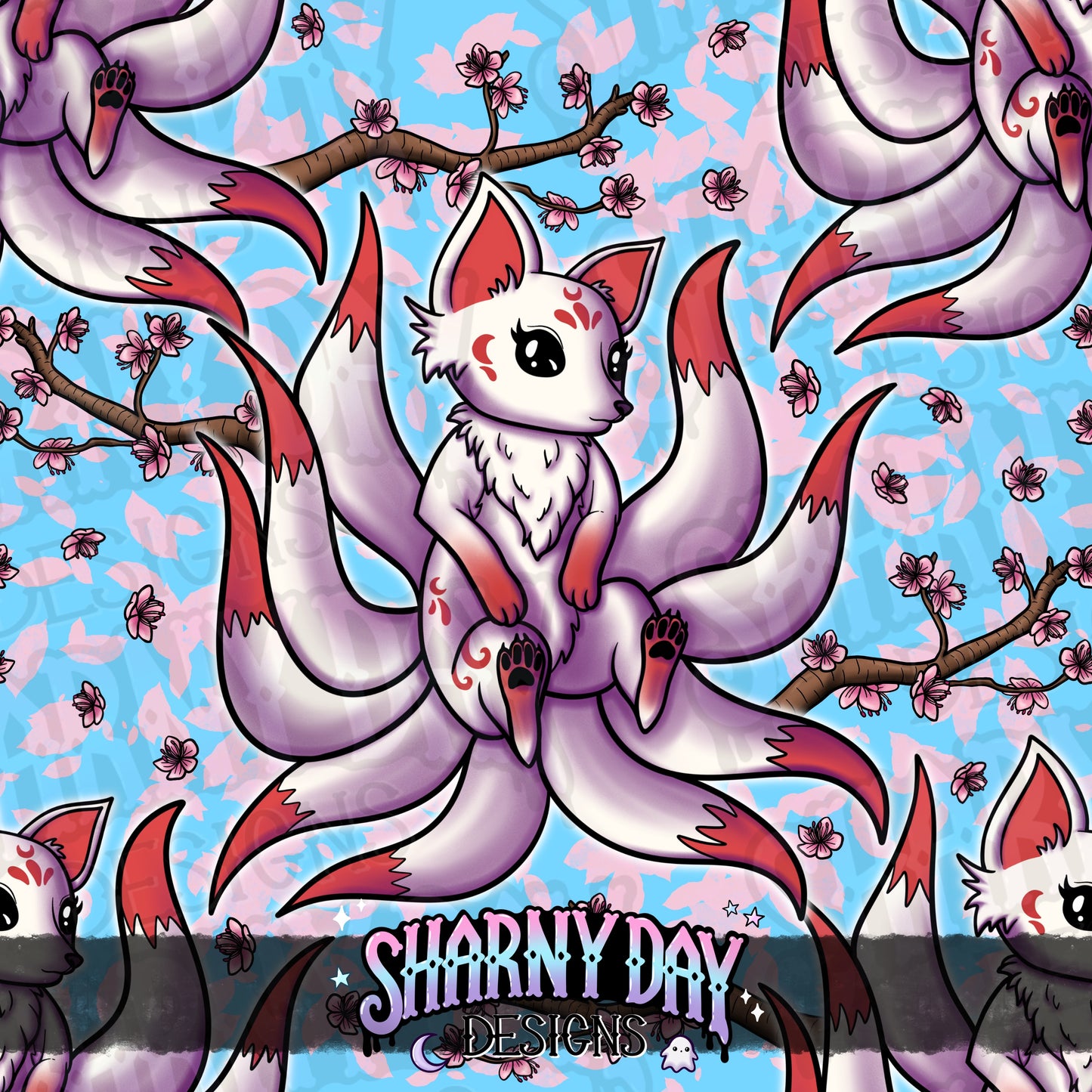 HEXTOBER - Sakura Kitsune non-exclusive Seamless Pattern Design