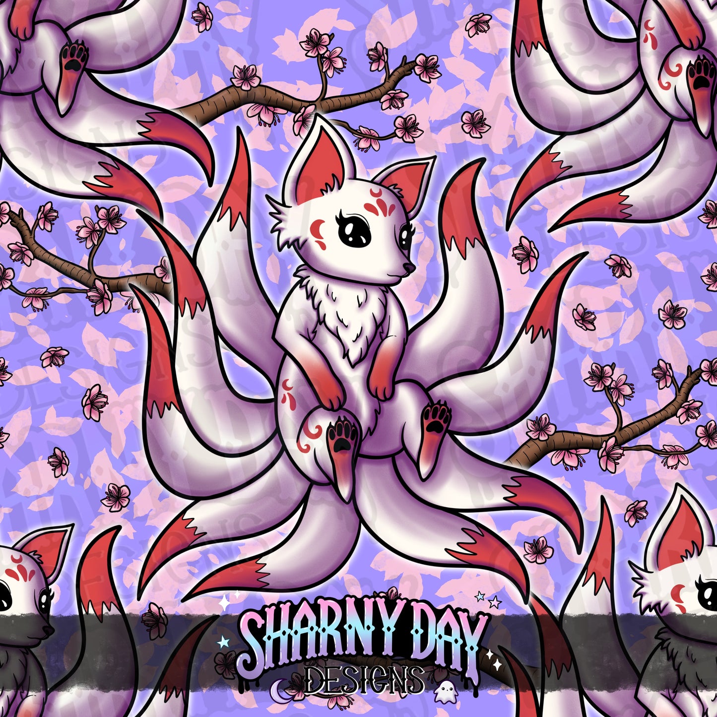 HEXTOBER - Sakura Kitsune non-exclusive Seamless Pattern Design