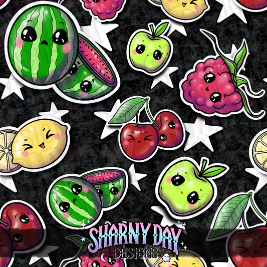 HEXTOBER - Kawaii Fruit Stickers Exclusive Seamless Pattern Design