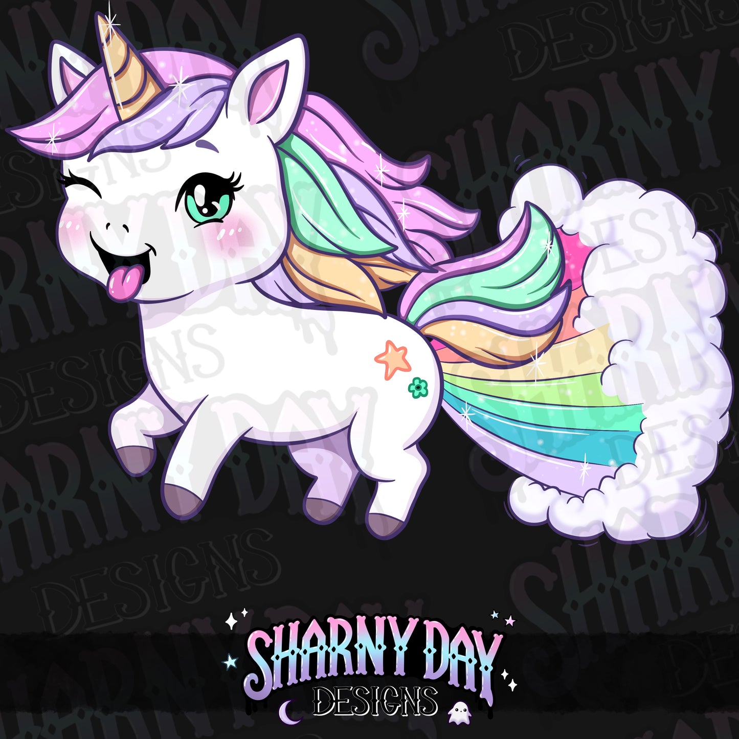 Silly Kawaii Unicorn non-exclusive PNG - 2 x files bundle