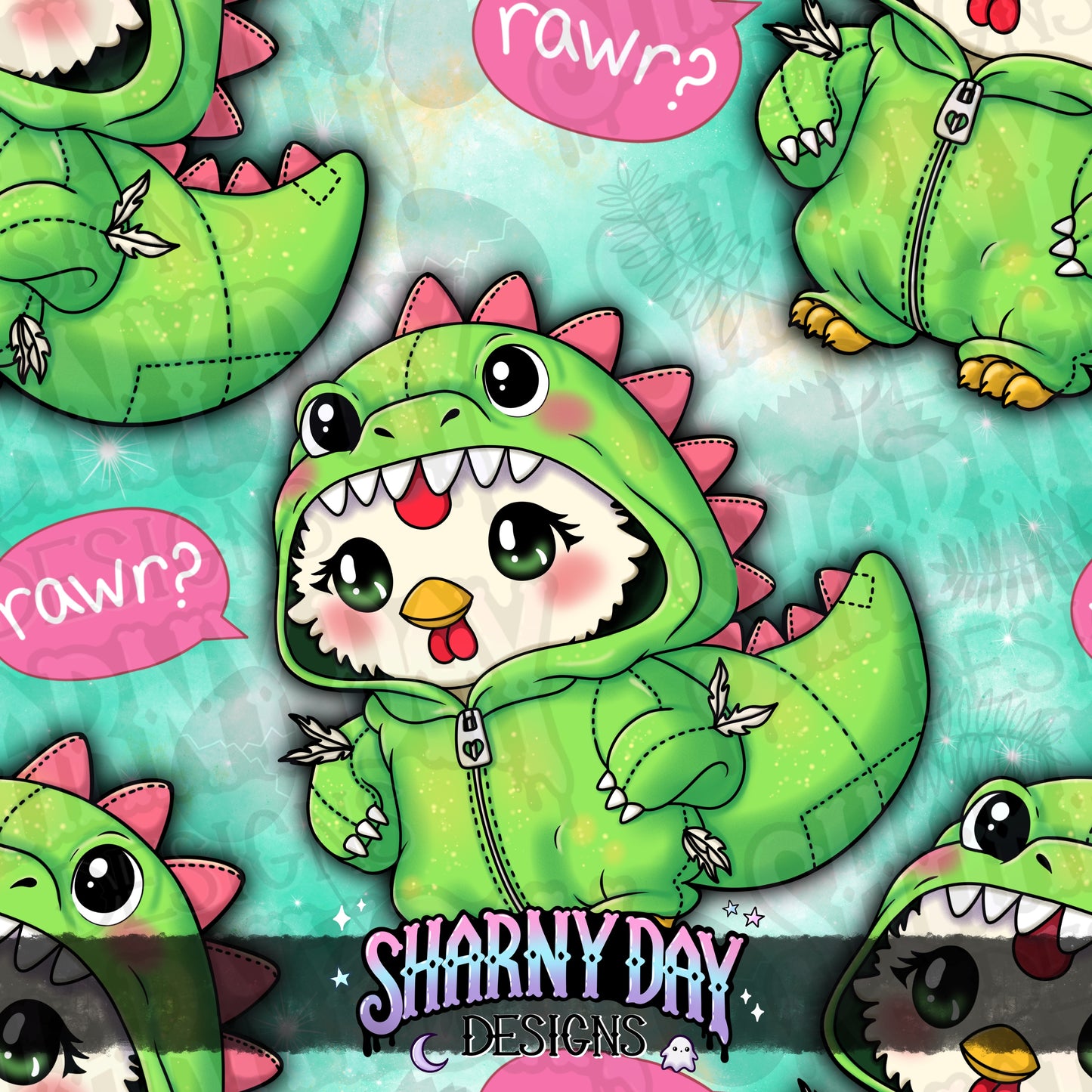 HEXTOBER - Dino Chicken Exclusive Seamless Pattern Design