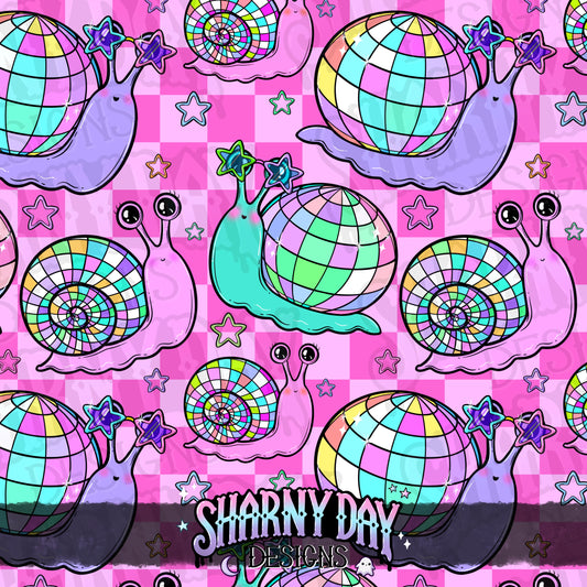 Disco Snails Exclusive Seamless Pattern Design