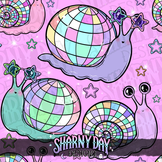 Disco Snails Exclusive Seamless Pattern Design