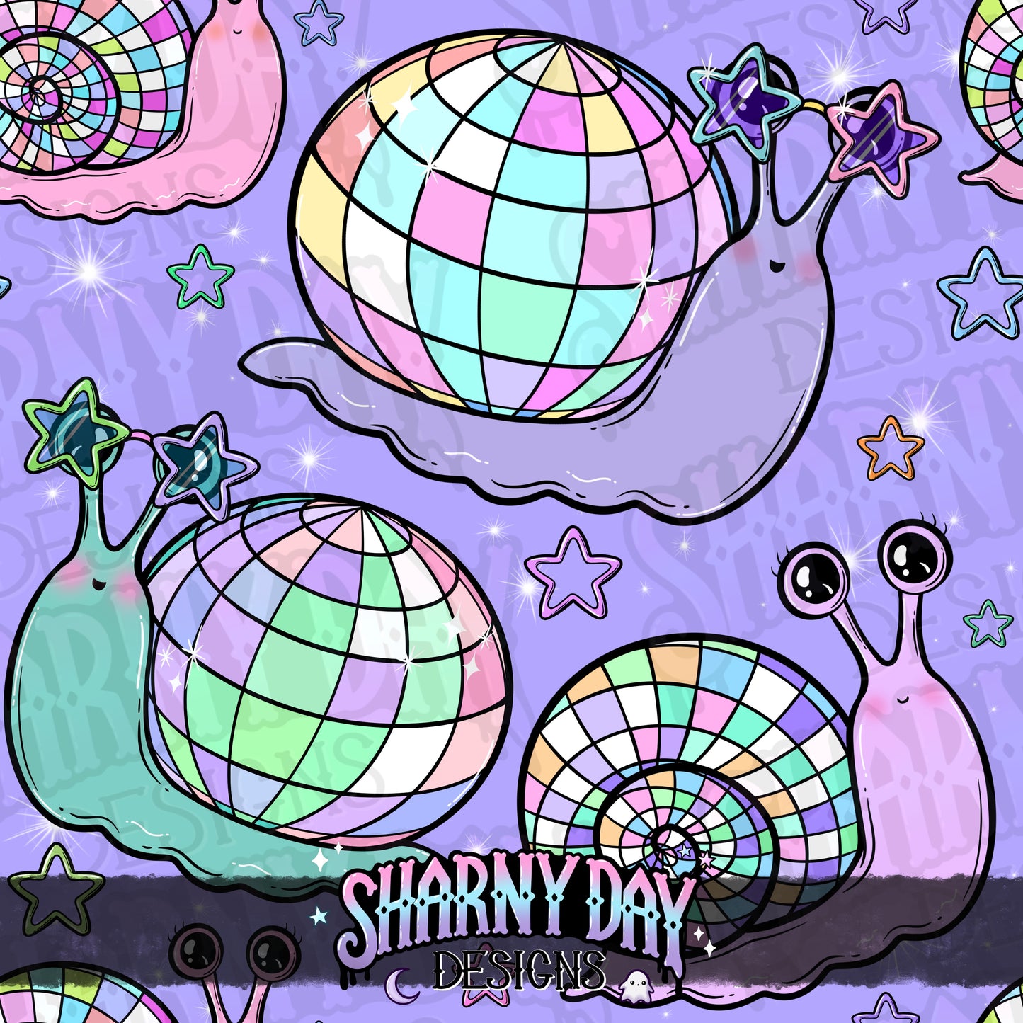 Disco Snails Exclusive Seamless Pattern Design