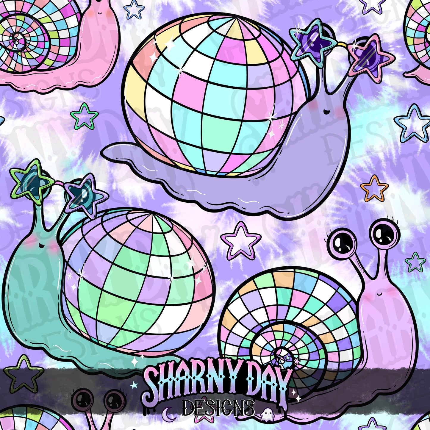 Disco Snails Exclusive Seamless Pattern Design