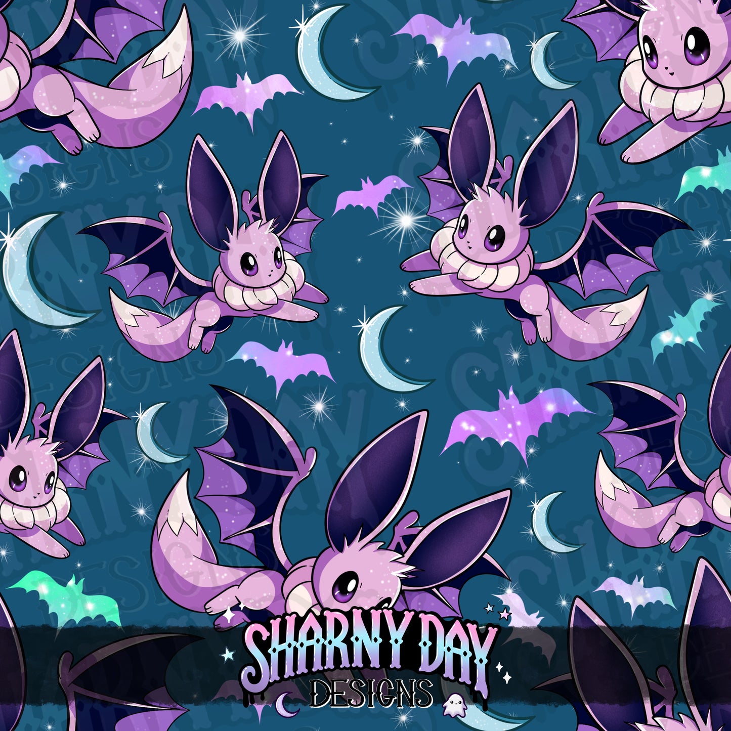 Eevee Bat non-exclusive Seamless Pattern Design