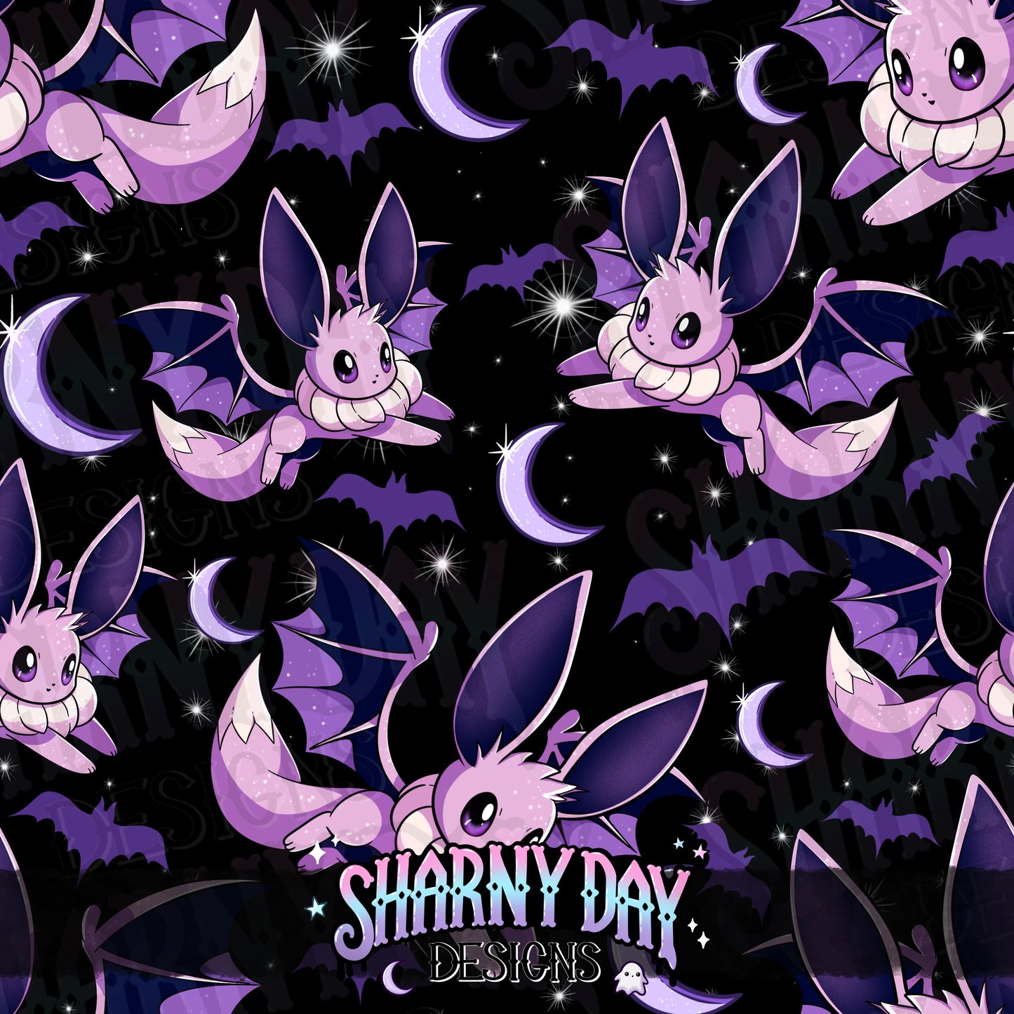 Eevee Bat non-exclusive Seamless Pattern Design