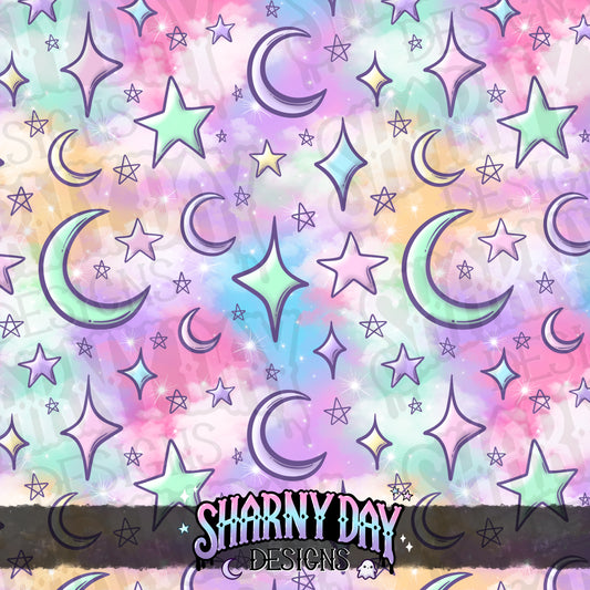 Moons and Stars non-exclusive Seamless Pattern Design