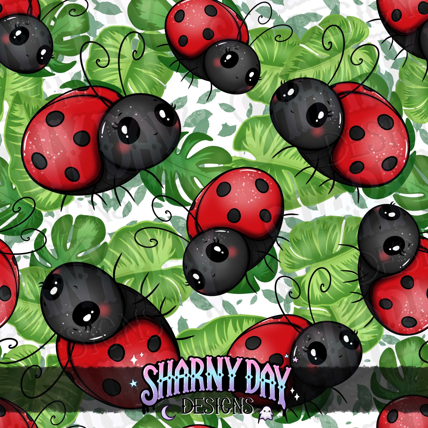 Happy Ladybug Exclusive Seamless Pattern Design