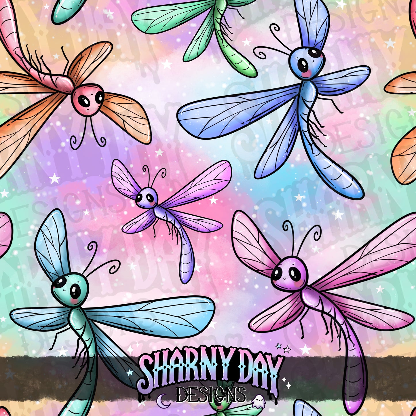 Happy Dragonfly Exclusive Seamless Pattern Design