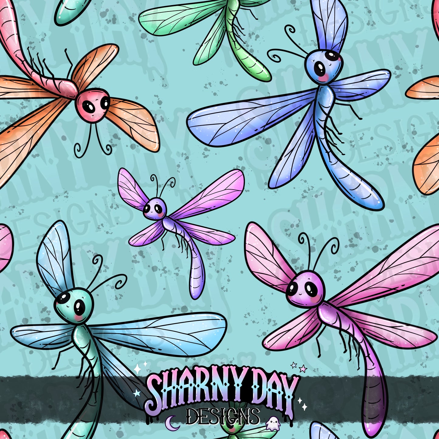 Happy Dragonfly Exclusive Seamless Pattern Design