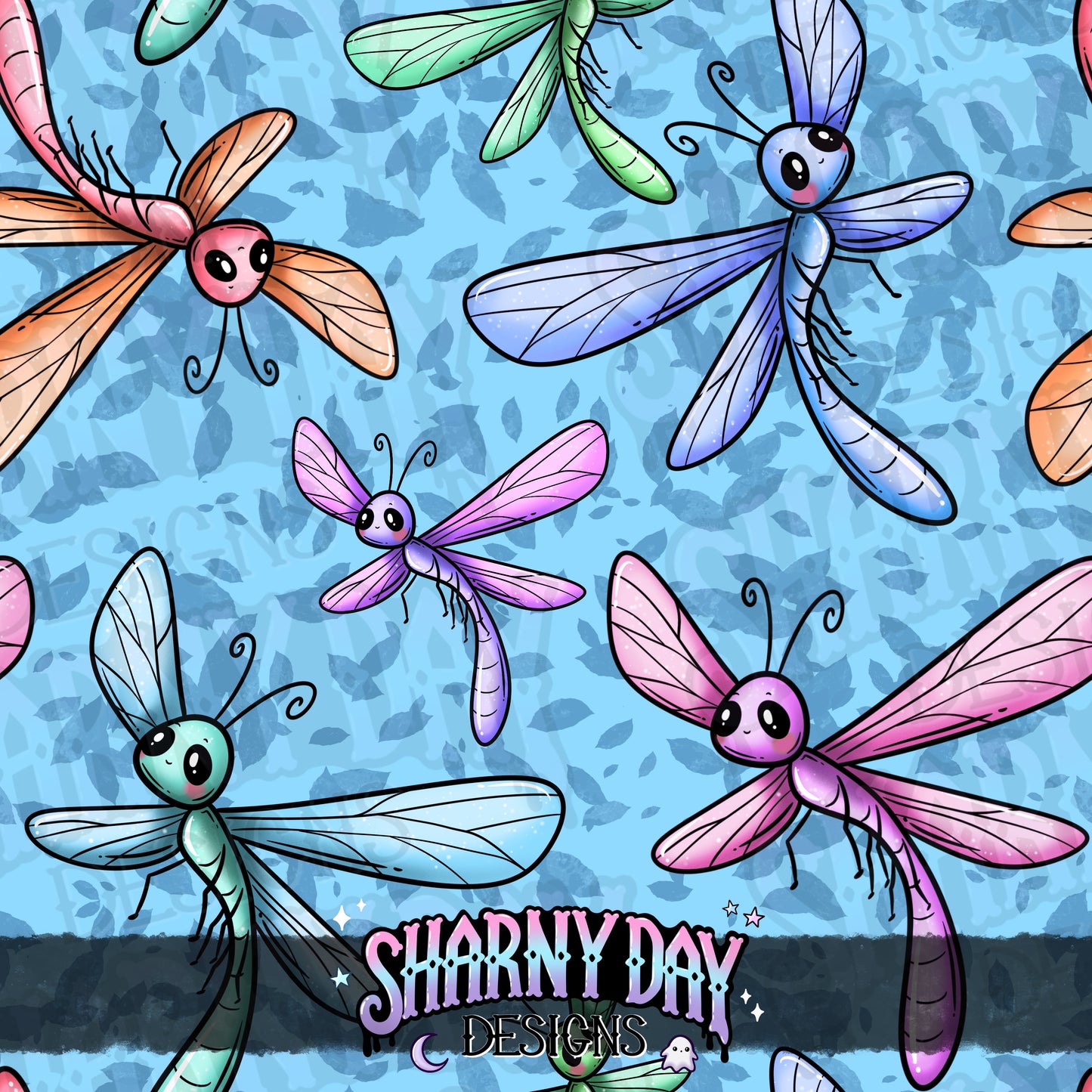 Happy Dragonfly Exclusive Seamless Pattern Design
