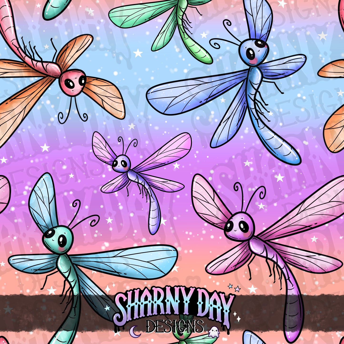 Happy Dragonfly Exclusive Seamless Pattern Design