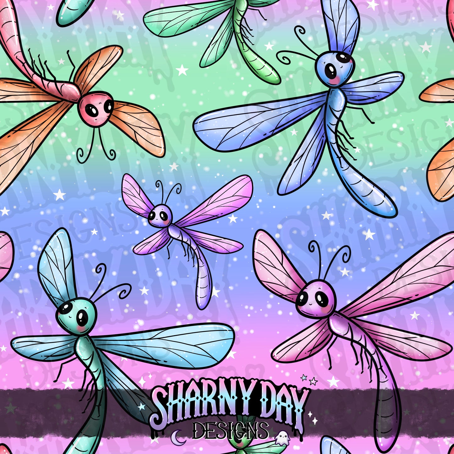 Happy Dragonfly Exclusive Seamless Pattern Design