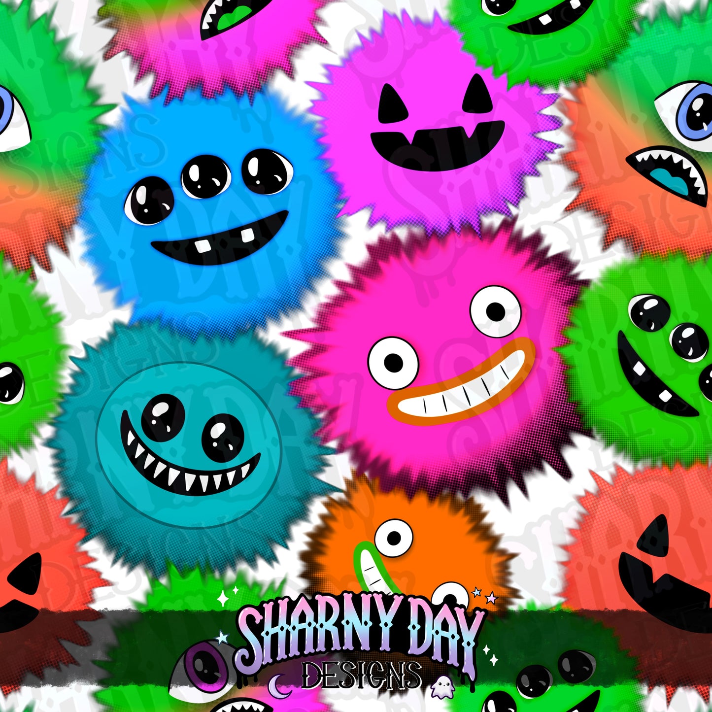 Fluffy Monsters Exclusive Seamless Pattern Design