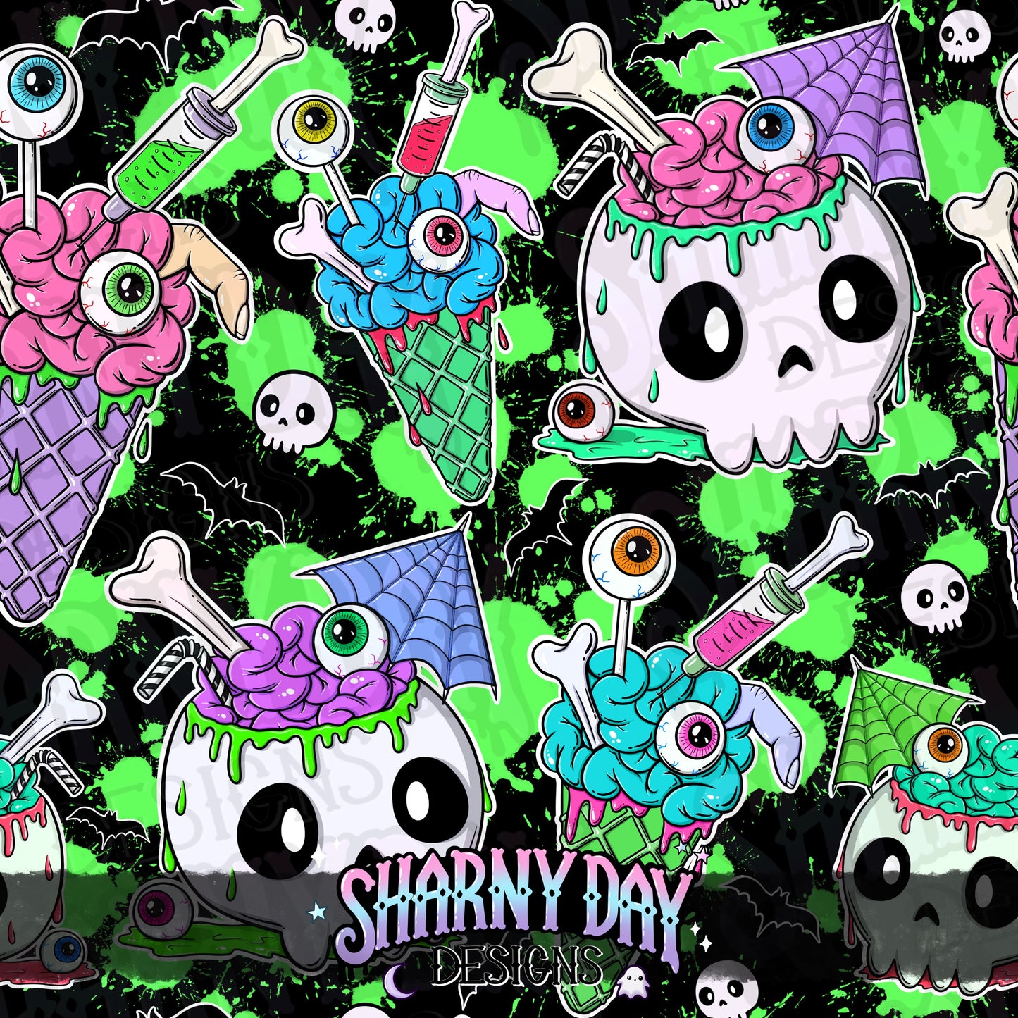 Zombie Sweet Treats Exclusive Seamless Pattern Design