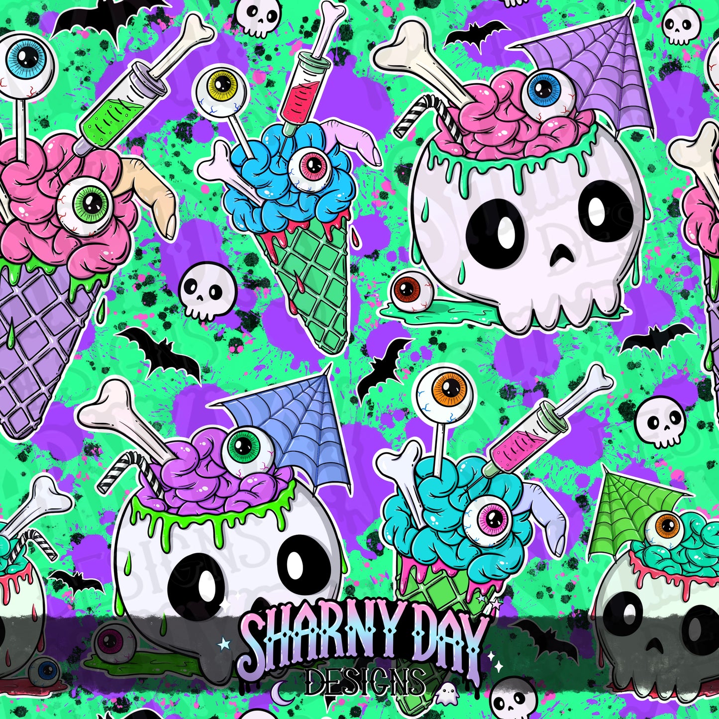 Zombie Sweet Treats Exclusive Seamless Pattern Design