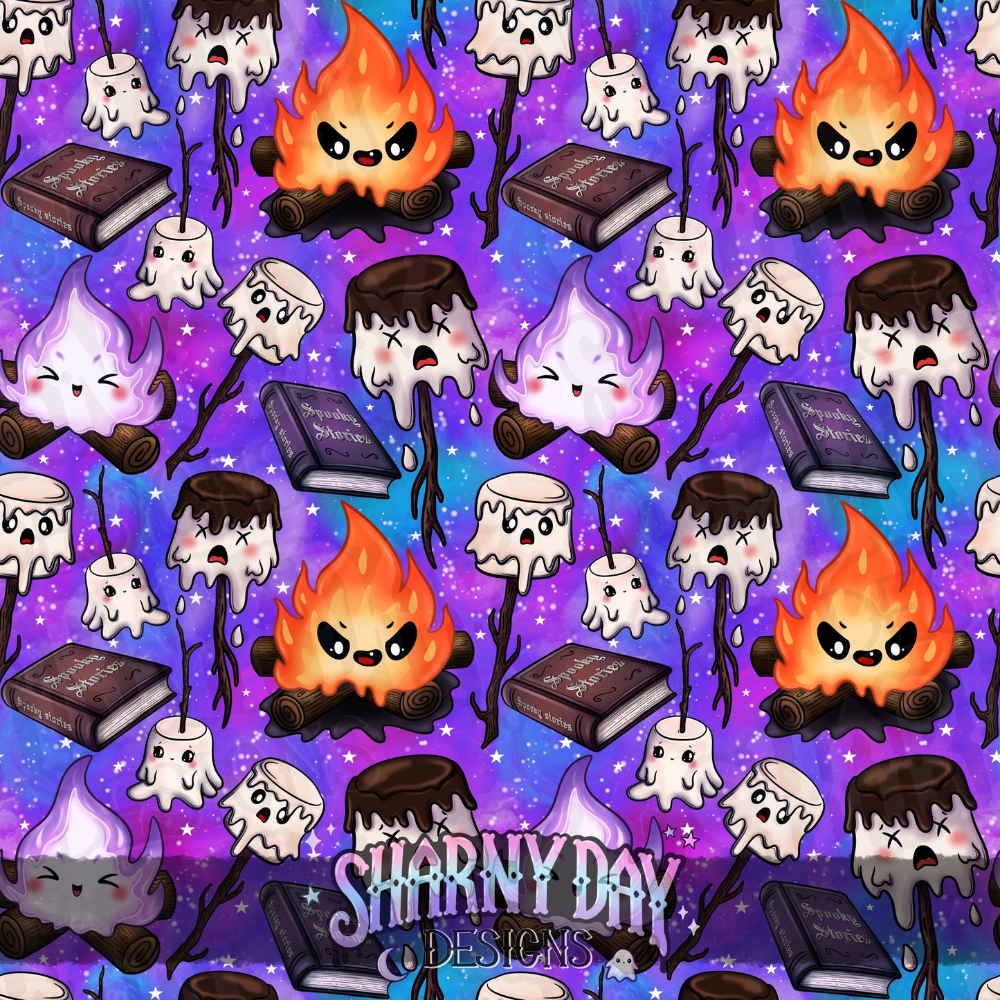 Creepy Campfire Exclusive Seamless Pattern Design