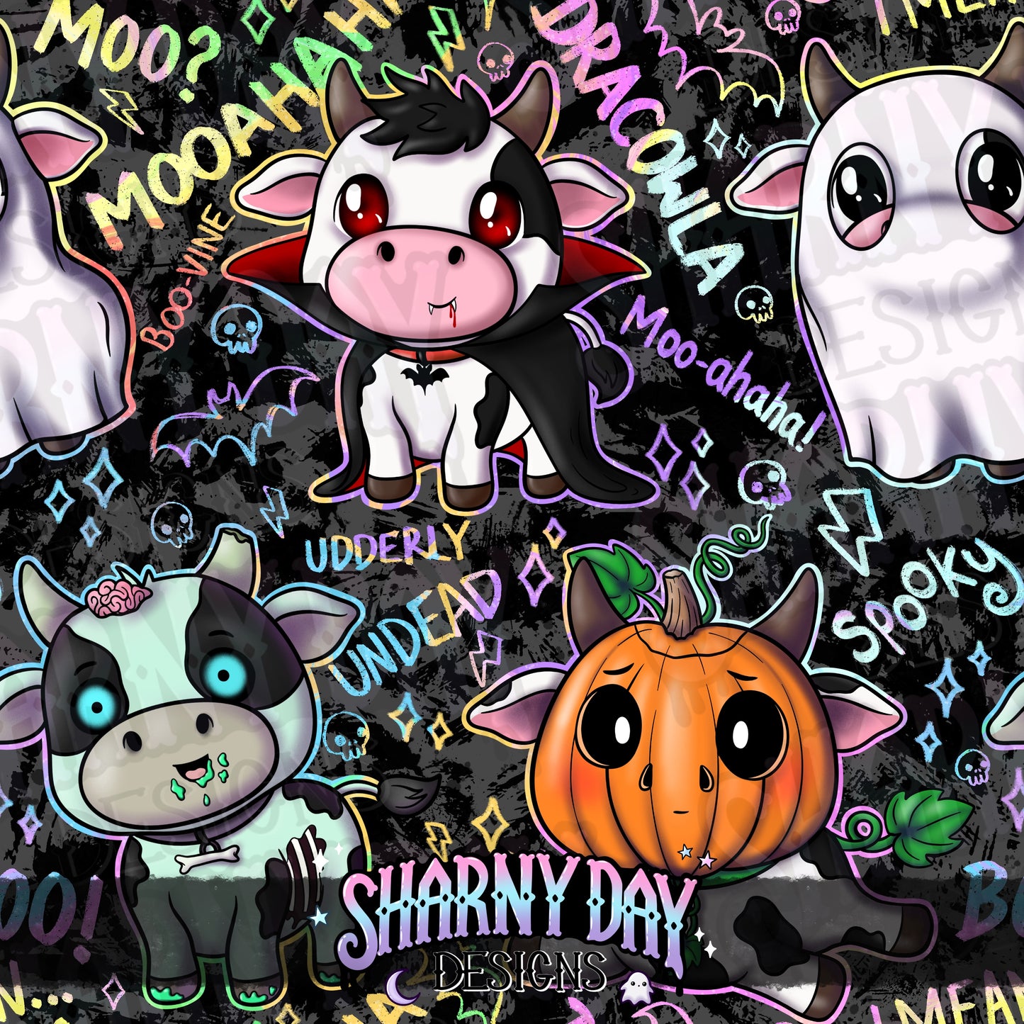 Spoopy Cows Exclusive Seamless Pattern Design