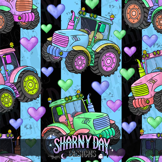 Girly Tractors Exclusive Seamless Pattern Design