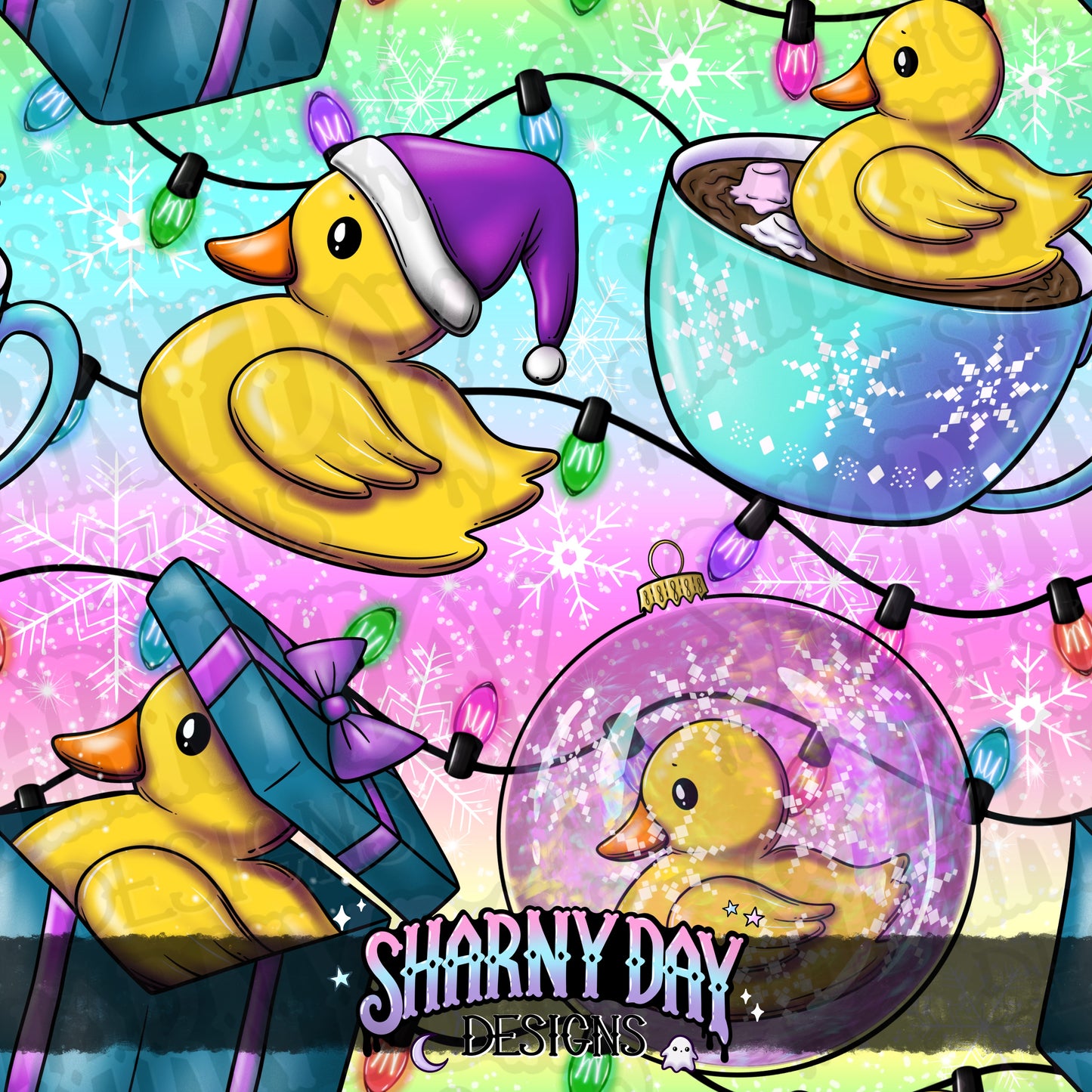 Holiday Rubber Ducks - Exclusive Seamless Pattern Design